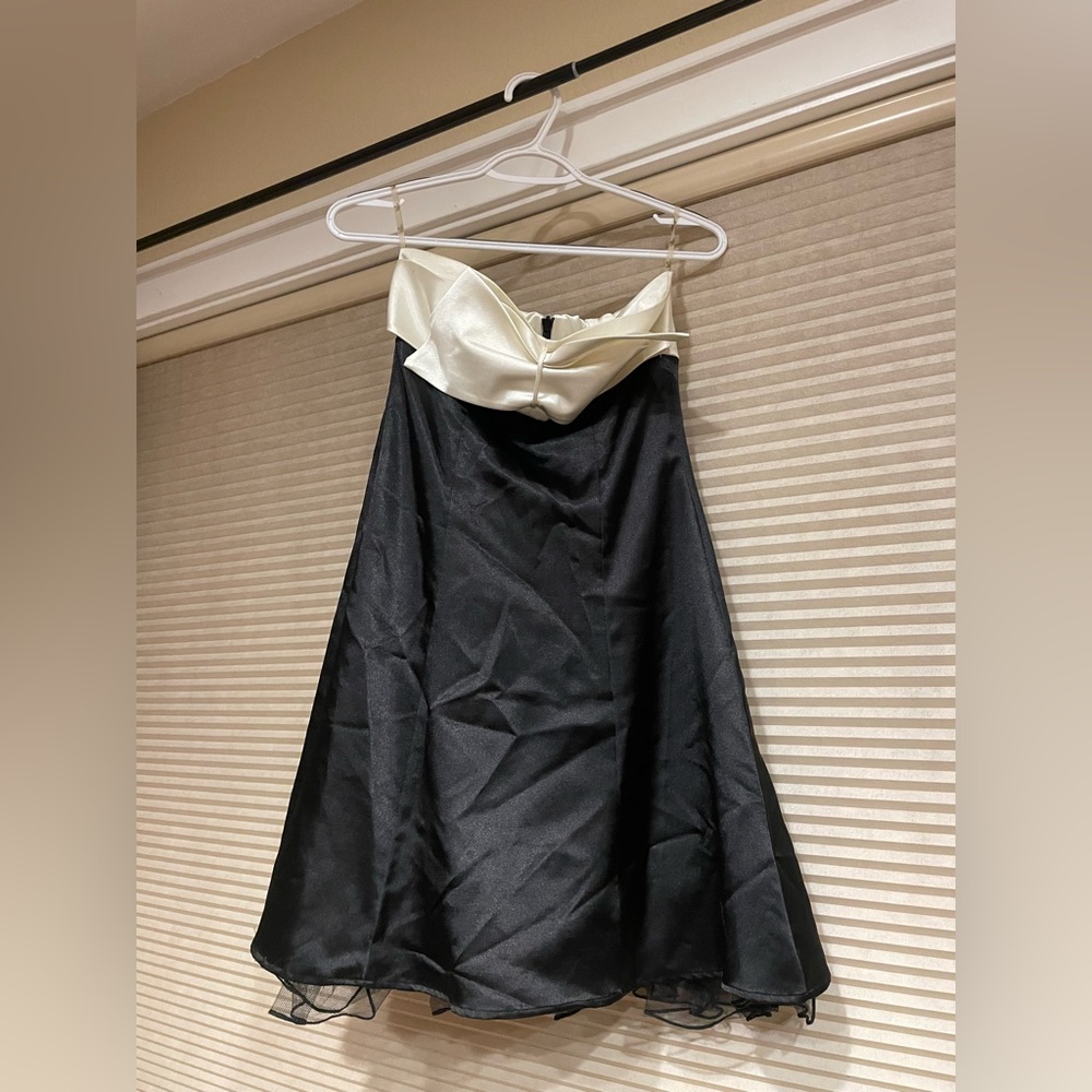 Black and cream semi formal strapless dress